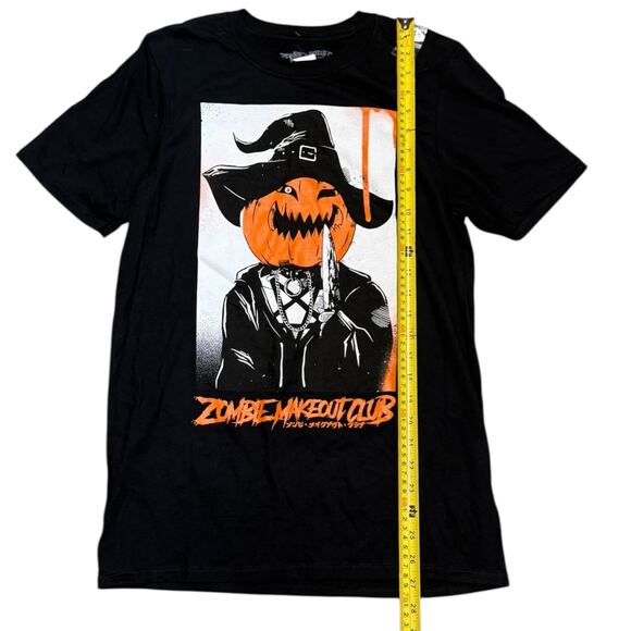 Hot Topic Zombie Makeout Club Jack O Lantern Black Cotton Shirt Size Small - Picture 2 of 3